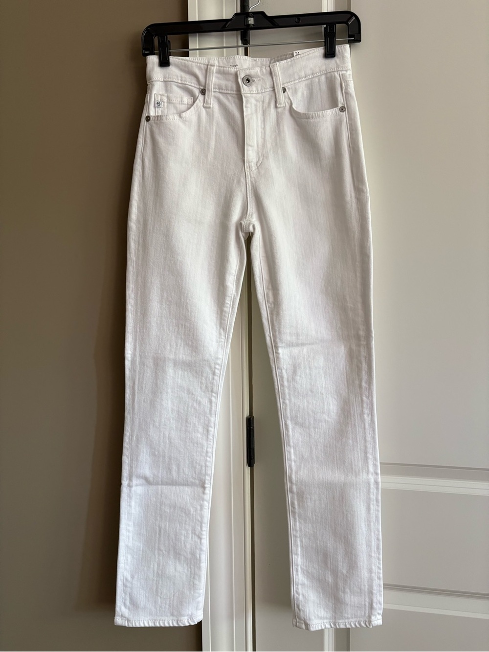 AG White Mari slim straight jeans